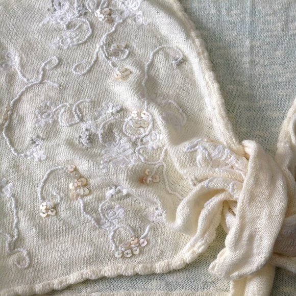 Sigrid Olsen cream embroidered crop top - Picture 5 of 11